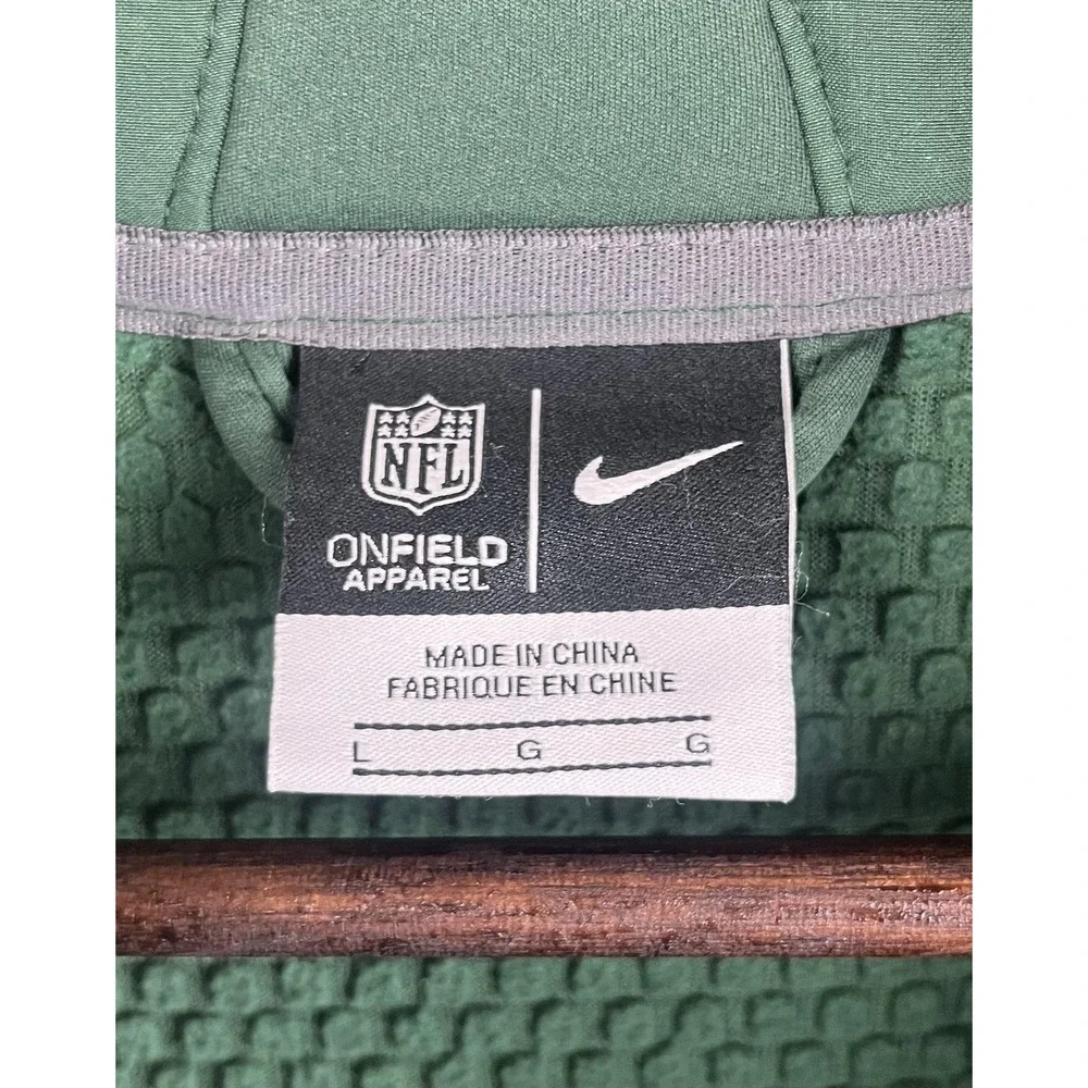 New York Jets Jacket Mens Large Green Nike NFL On Field Apparel Full Zip Pockets